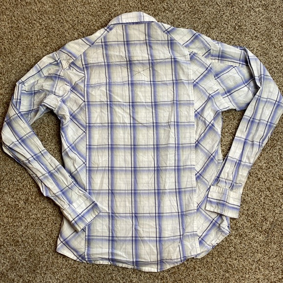 Twenty X blue/purple & white Snap Button Down Long Sleeve Shirt Size Medium - Picture 6 of 8